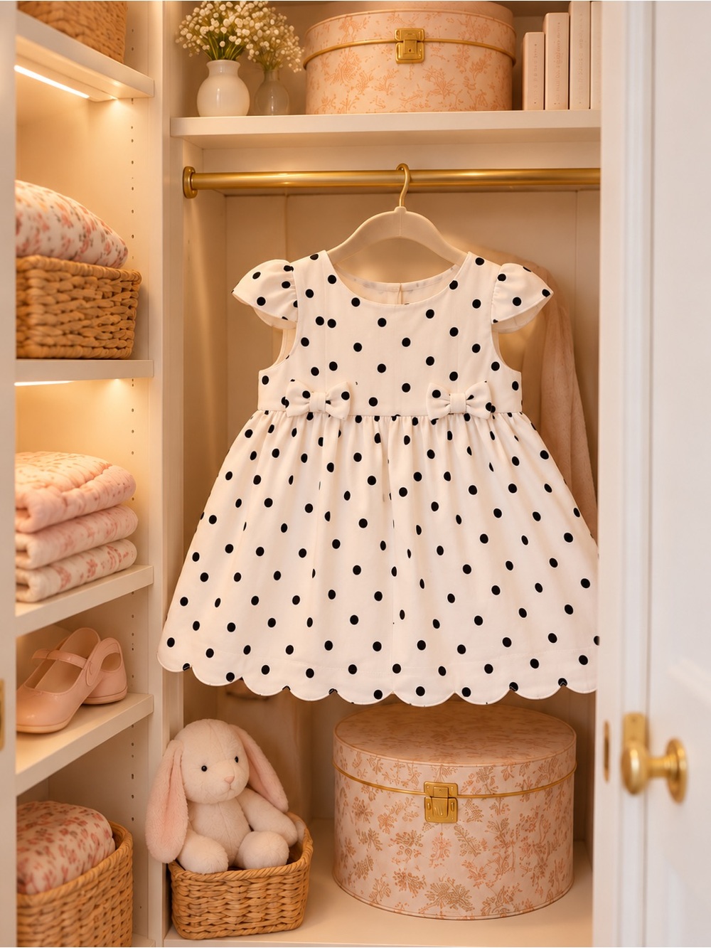 Happily Grey Kids Polka Dot Dress + Cardigan Set – Size 18M